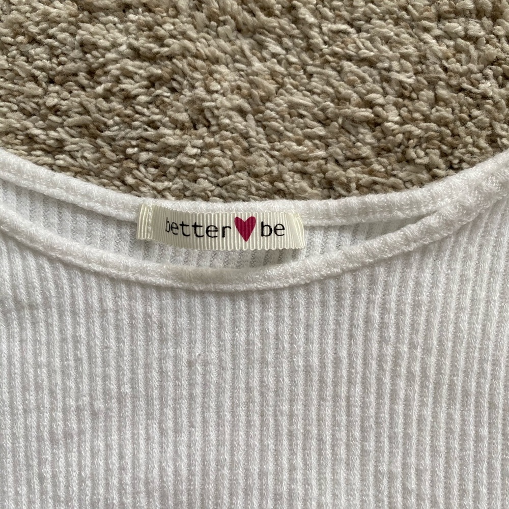 American Threads White Ribbed Babydoll Tee - Picture 2 of 3